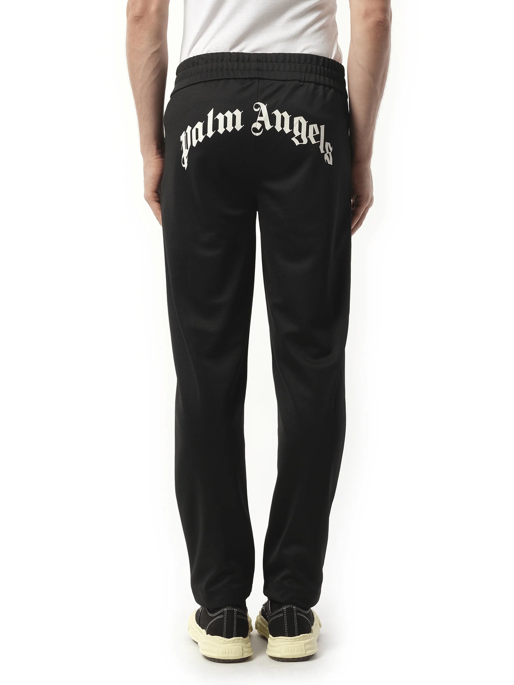 Back Curved Logo Track Pants in Black/Off White