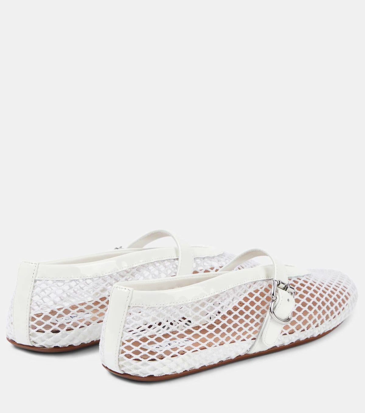 Alaïa Leather-trimmed fishnet ballet flats
