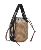 Beige Basket Bag with Ribbon Closure