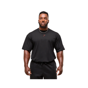 Gymshark Power T-Shirt Oversized Fit Black/Conditioning Red