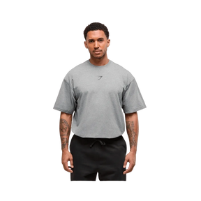 Gymshark Power T-Shirt Oversized Fit Charcoal Core Marl/Trail Green