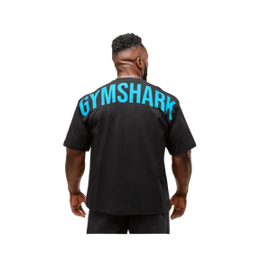 Gymshark Power T-Shirt Oversized Fit Black/Brand Blue