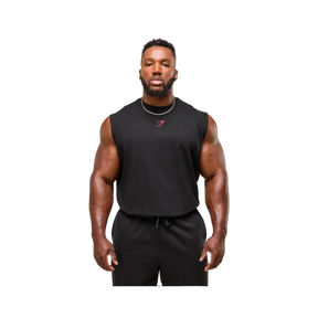 Gymshark Power Cut Off Tank Oversized Fit Black/Conditioning Red