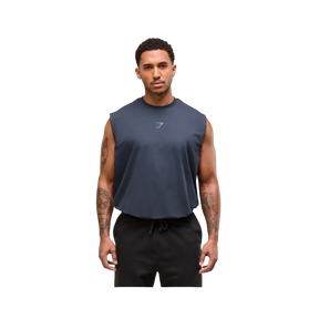 Gymshark Power Cut Off Tank Oversized Fit Heavy Blue