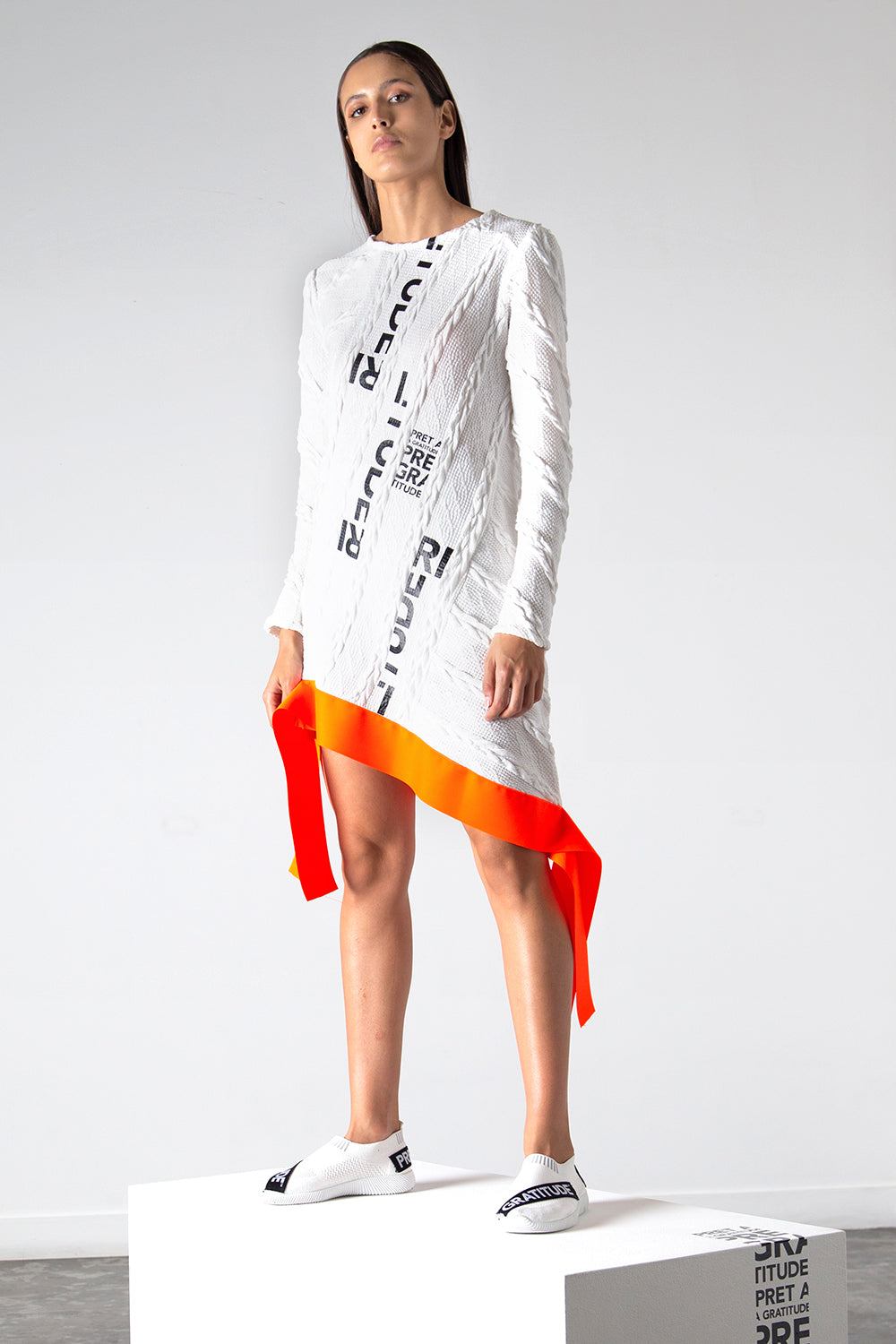 OSLO CABLE KNIT DRESS WITH GROSGRAIN EDGE