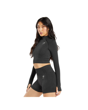 Gymshark Vital Midi Zip Up Jacket Black Marl