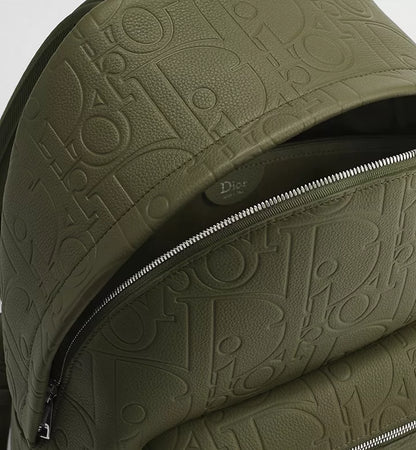 Dior Rider Zipped Backpack Khaki Dior Gravity Grained Leather