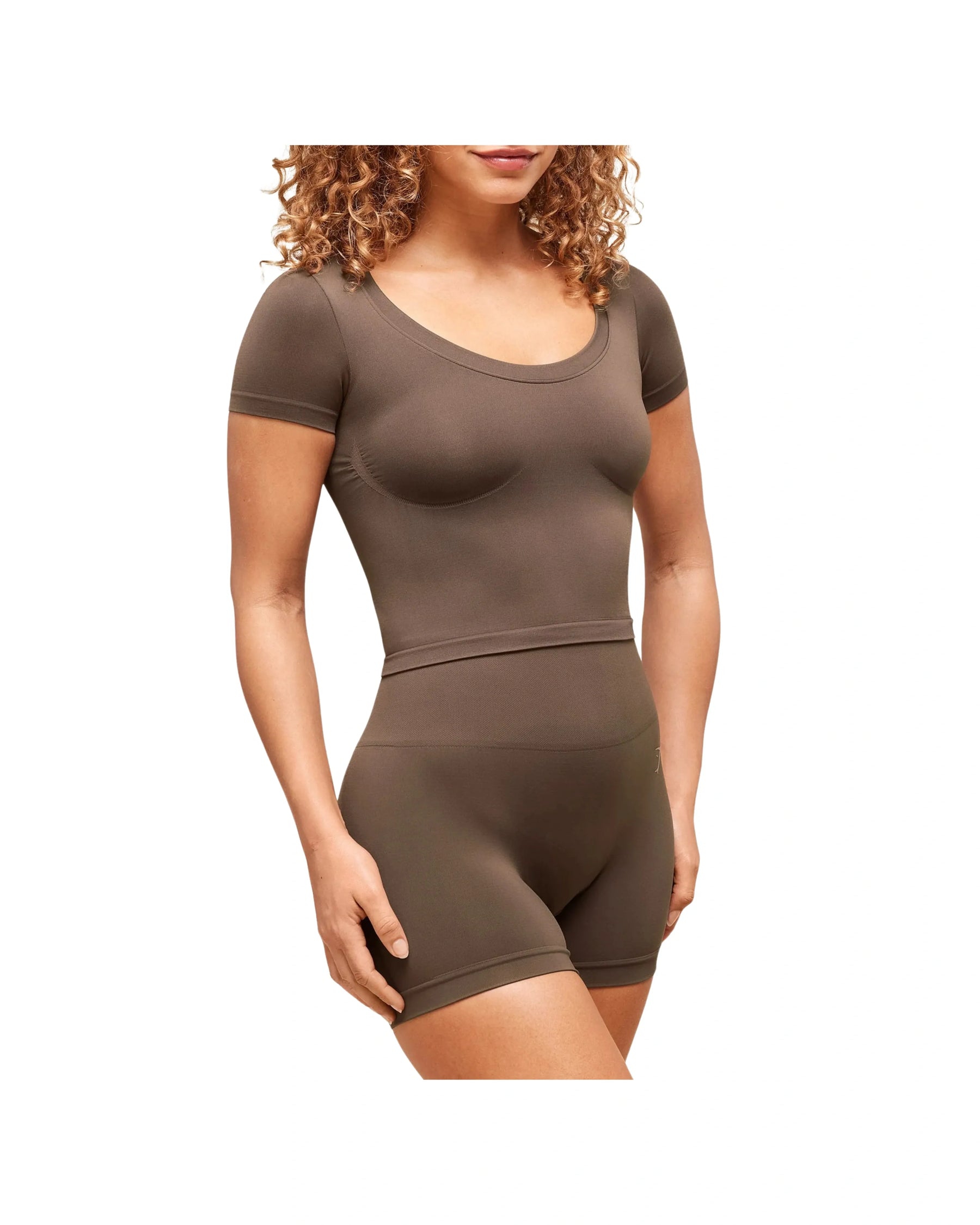 Gymshark Soft Sculpt Midi T-Shirt Walnut Brown