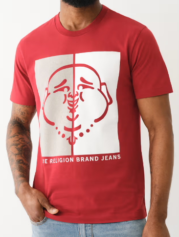 FLOCKED SPLIT BUDDHA FACE TEE