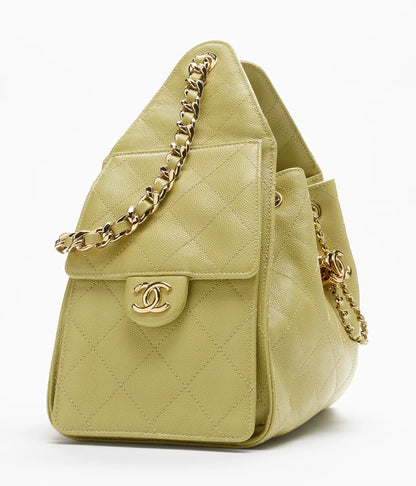 CHANEL 25 Small Handbag Grained Calfskin & Gold-Tone Metal Green