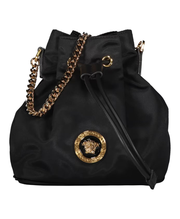 Leather Bucket Bag with Drawstring Closure