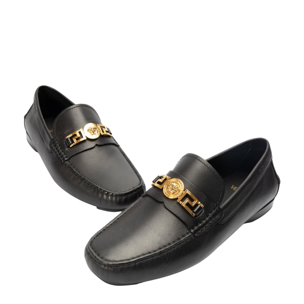 Versace Medusa Hardware Leather Loafers – Black