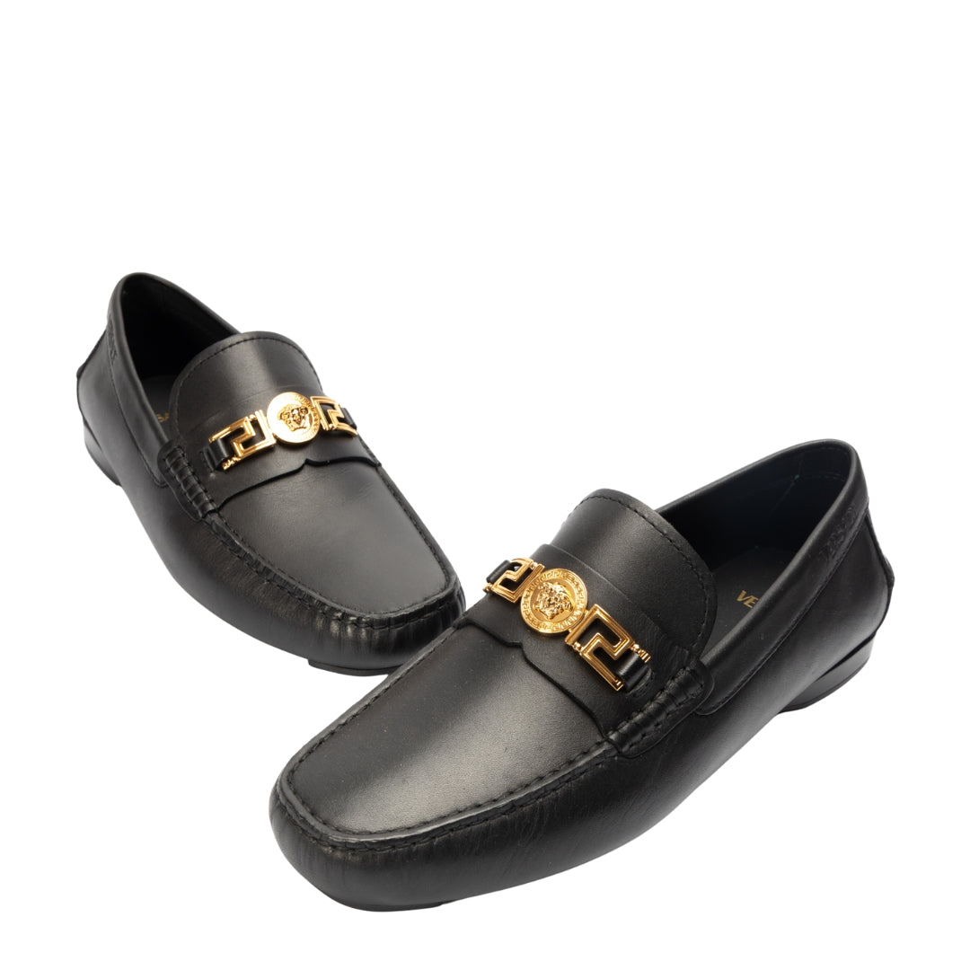 Versace Medusa Hardware Leather Loafers – Black