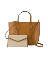 Brown Leather Zip Purse with Handles