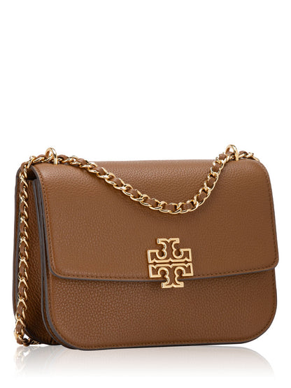 Tory Burch Britten Leather Adjustable Small Shoulder Bag Moose