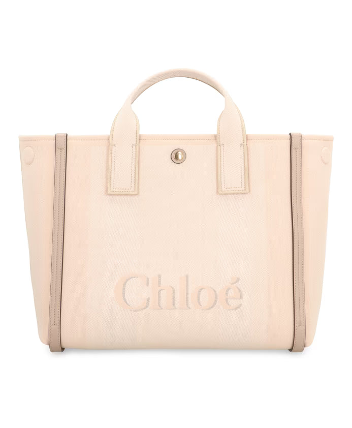 Canvas Tote Bag with Leather Details