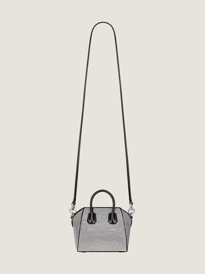 Micro Antigona bag in satin with strass