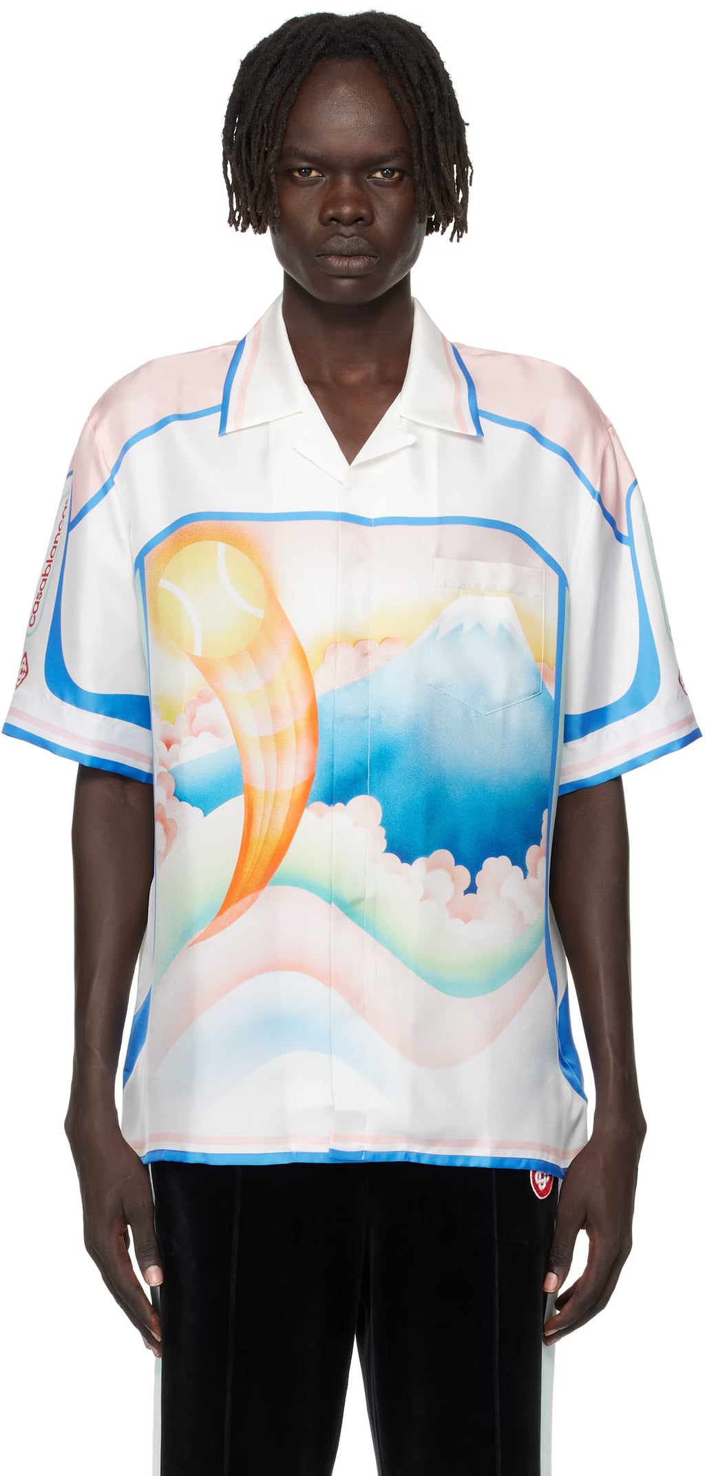 Multicolor Fuji Dream Short Sleeve Silk Shirt