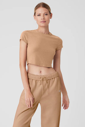 Ribbed Sea Coast Cropped Short Sleeve Tee