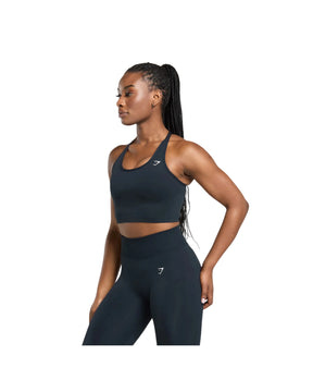 Gymshark Lift Seamless Midi Tank With Shelf Midnight Blue