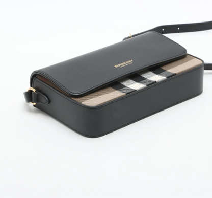 Burberry Hampshire Small House Check and Leather Crossbody Bag