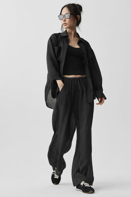 Semi-Sheer Golden Hour High-Waist Straight Leg Pant