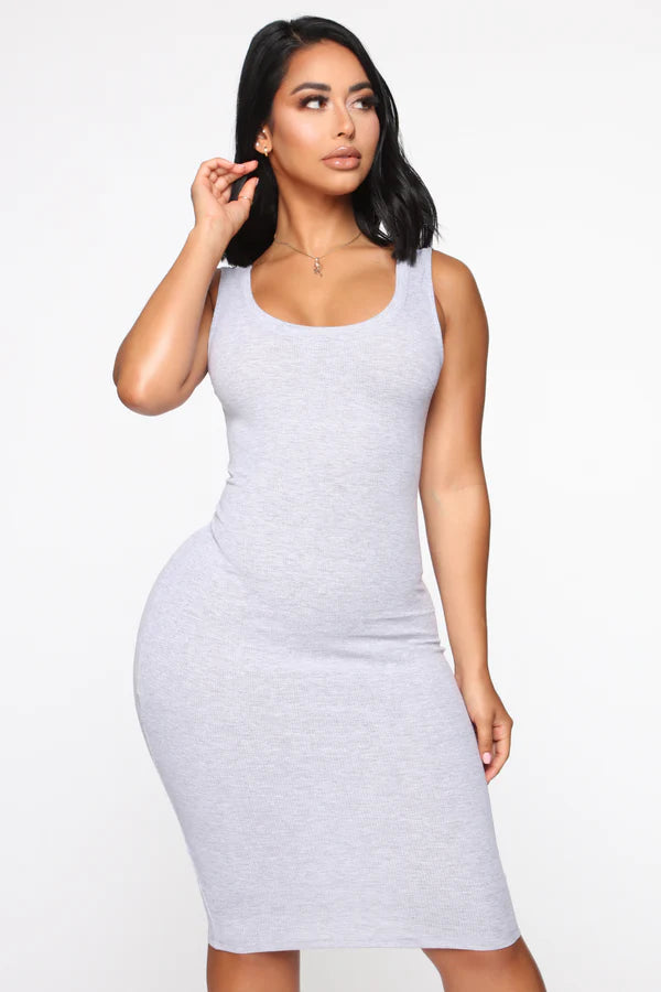 Love All Of Me Midi Dress - Heather Grey