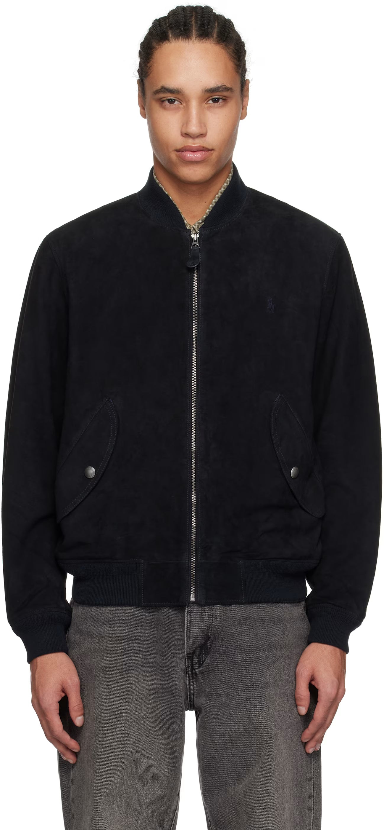 Polo Ralph Lauren Black Suede Bomber Jacket