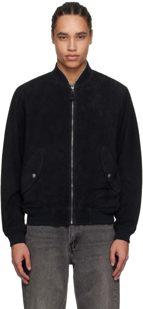 Polo Ralph Lauren Black Suede Bomber Jacket