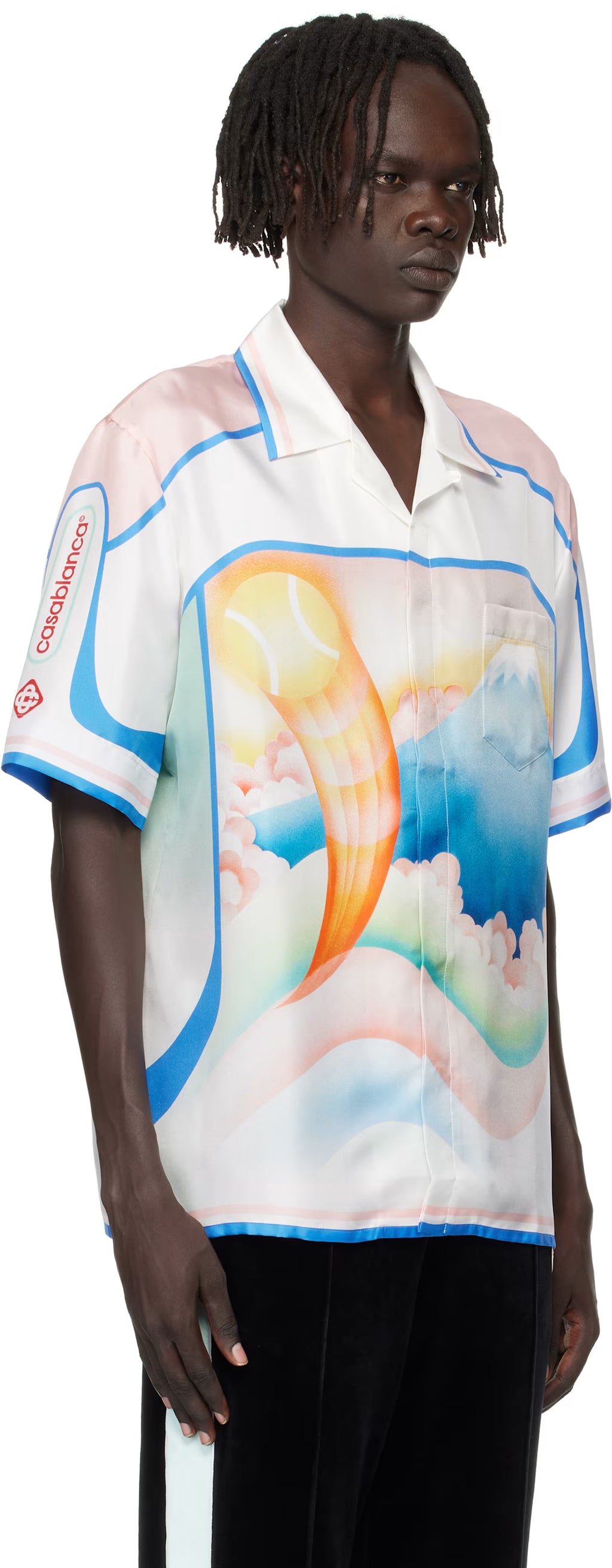 Multicolor Fuji Dream Short Sleeve Silk Shirt
