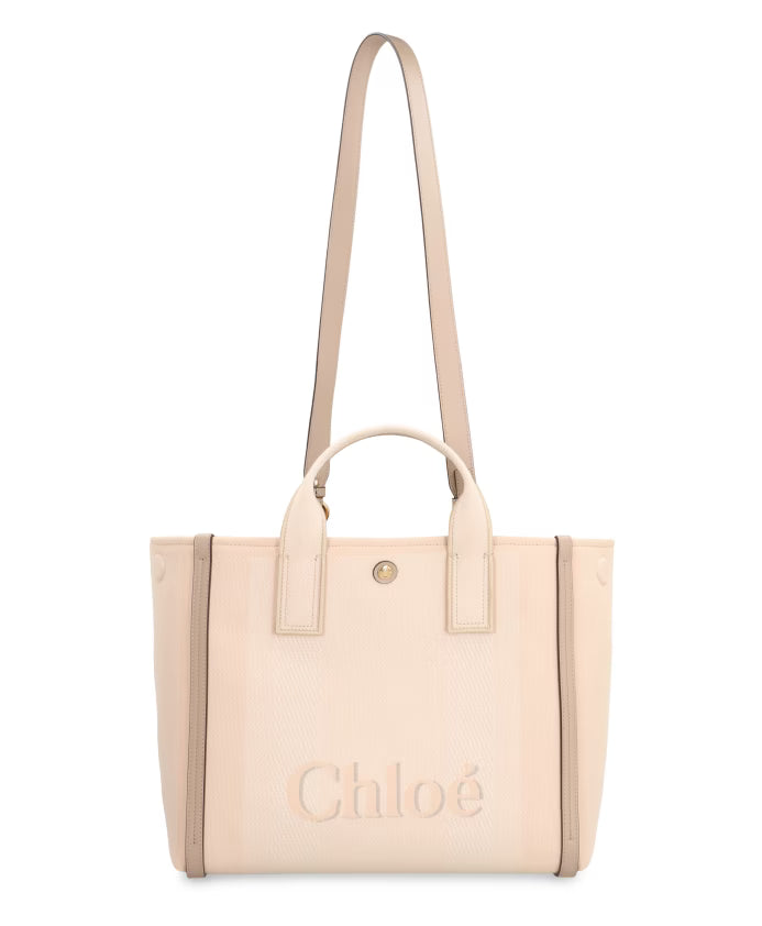 Canvas Tote Bag with Leather Details