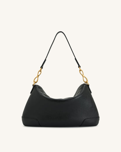 Jayla Metal Pendant Embellished Shoulder Bag - White