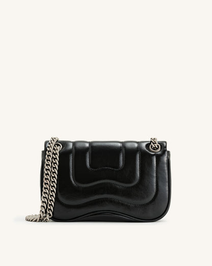 Tina Quilted Chain Crossbody - Deep Claret Brown