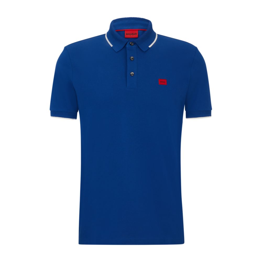 Hugo Boss cotton-piqu slim-fit polo shirt with red logo label - Size: S T-Shirts | Shop From The Mirage