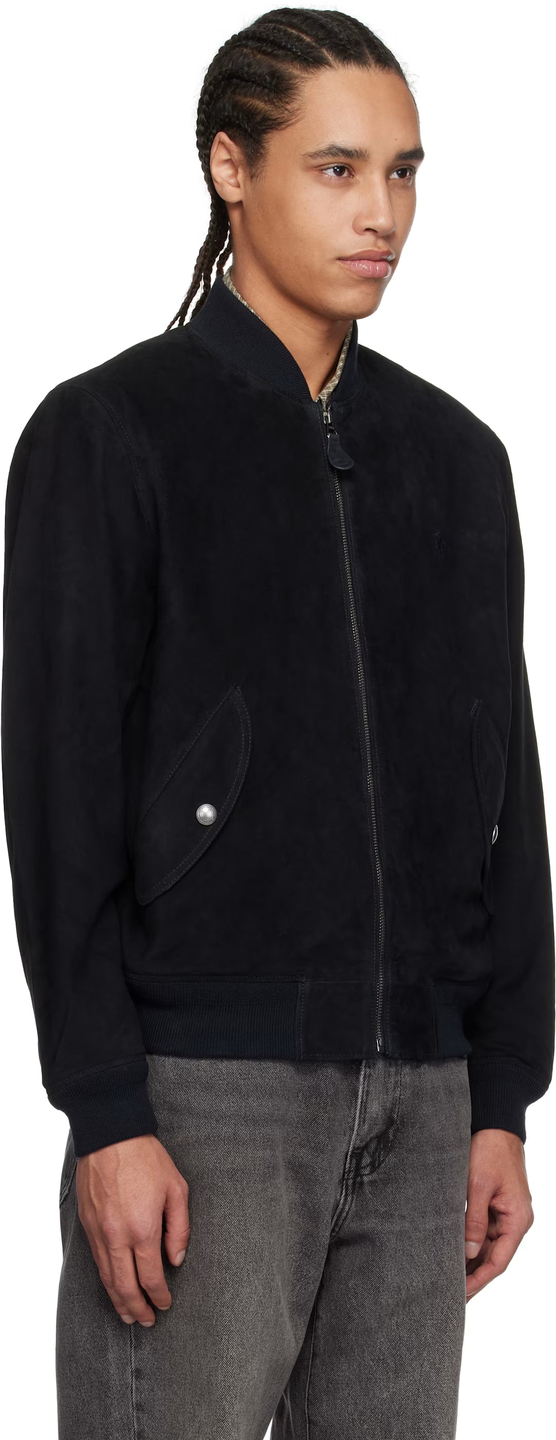 Polo Ralph Lauren Black Suede Bomber Jacket