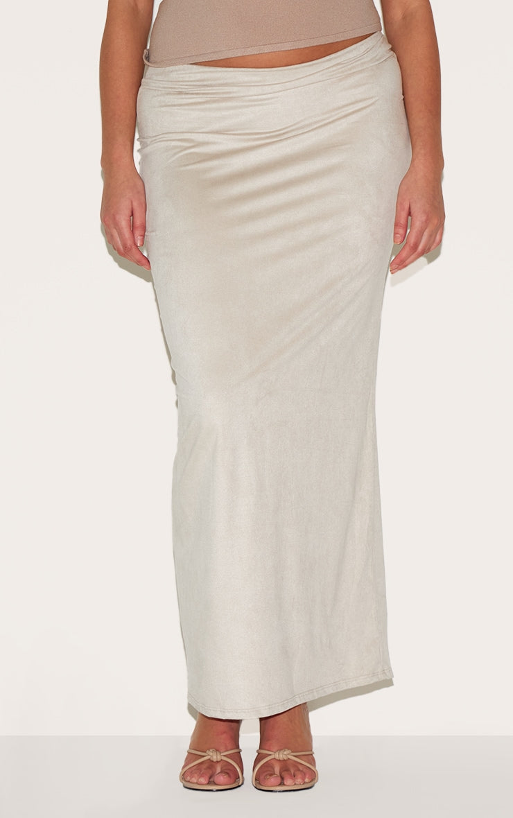 Plus Stone Faux Suede Maxi Skirt