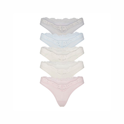 Fits Everybody Lace Dipped Thong 5-pack