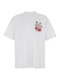 Msgm White Crewneck T-Shirt with Patch on the Front and Logo Lettering on the Back in Cotton Man