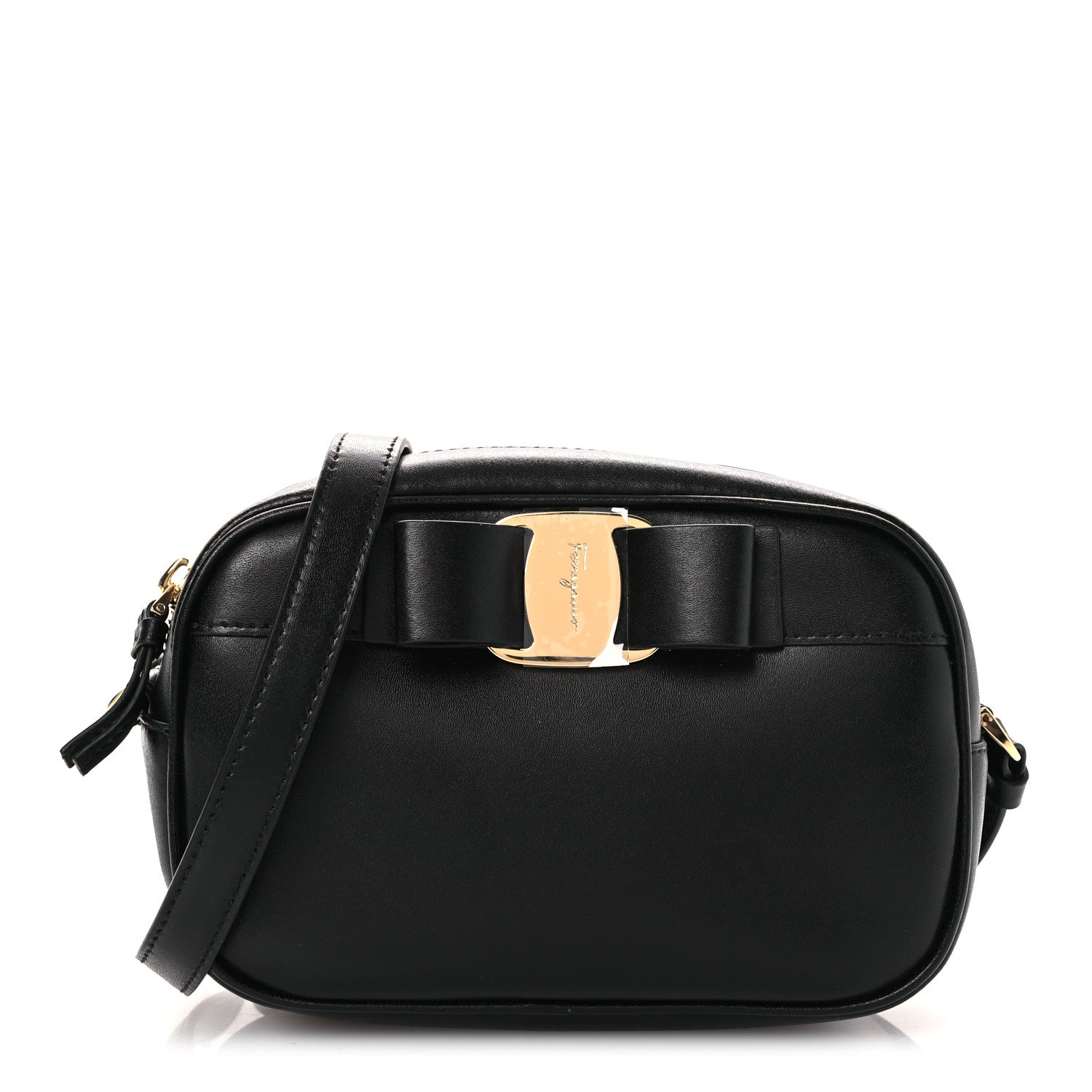 Smooth Calfskin Vara Bow Camera Bag Black
