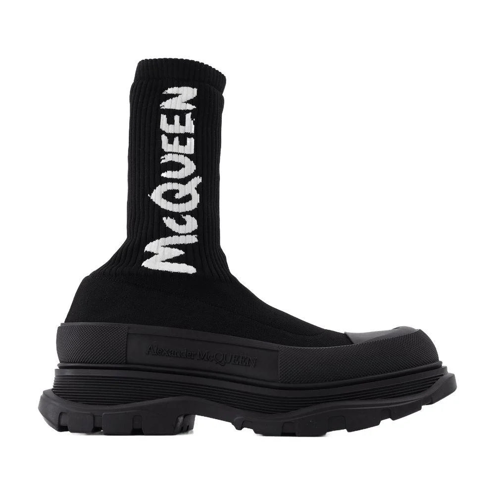 Alexander McQueen Men's Tread Slick Band Slip-On Sneakers – Black