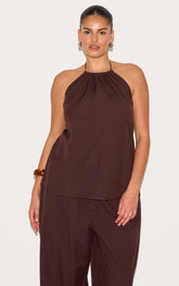 Plus Dark Brown Halterneck Top