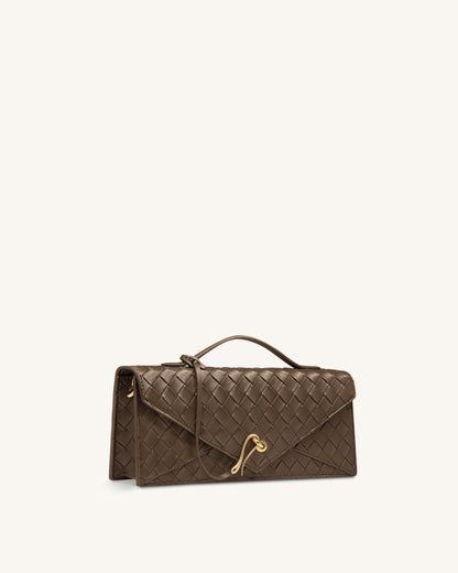 Celeste Woven Textured Envelope Top Handle Bag - Ivory