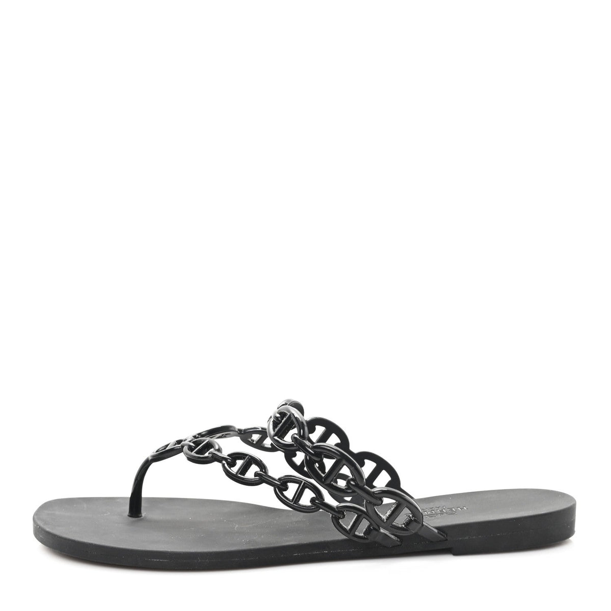 Hermes Rubber Womens Island Sandals 39 Black