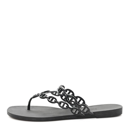 Hermes Rubber Womens Island Sandals 39 Black
