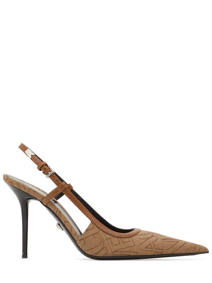 Versace Versace 95mm Jacquard & leather slingback pumps - Size: UK 3 Heels | Shop From The Mirage
