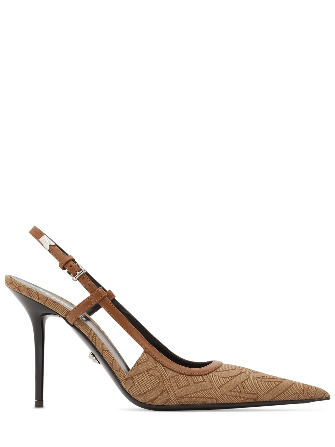 Versace 95mm Jacquard & leather slingback pumps