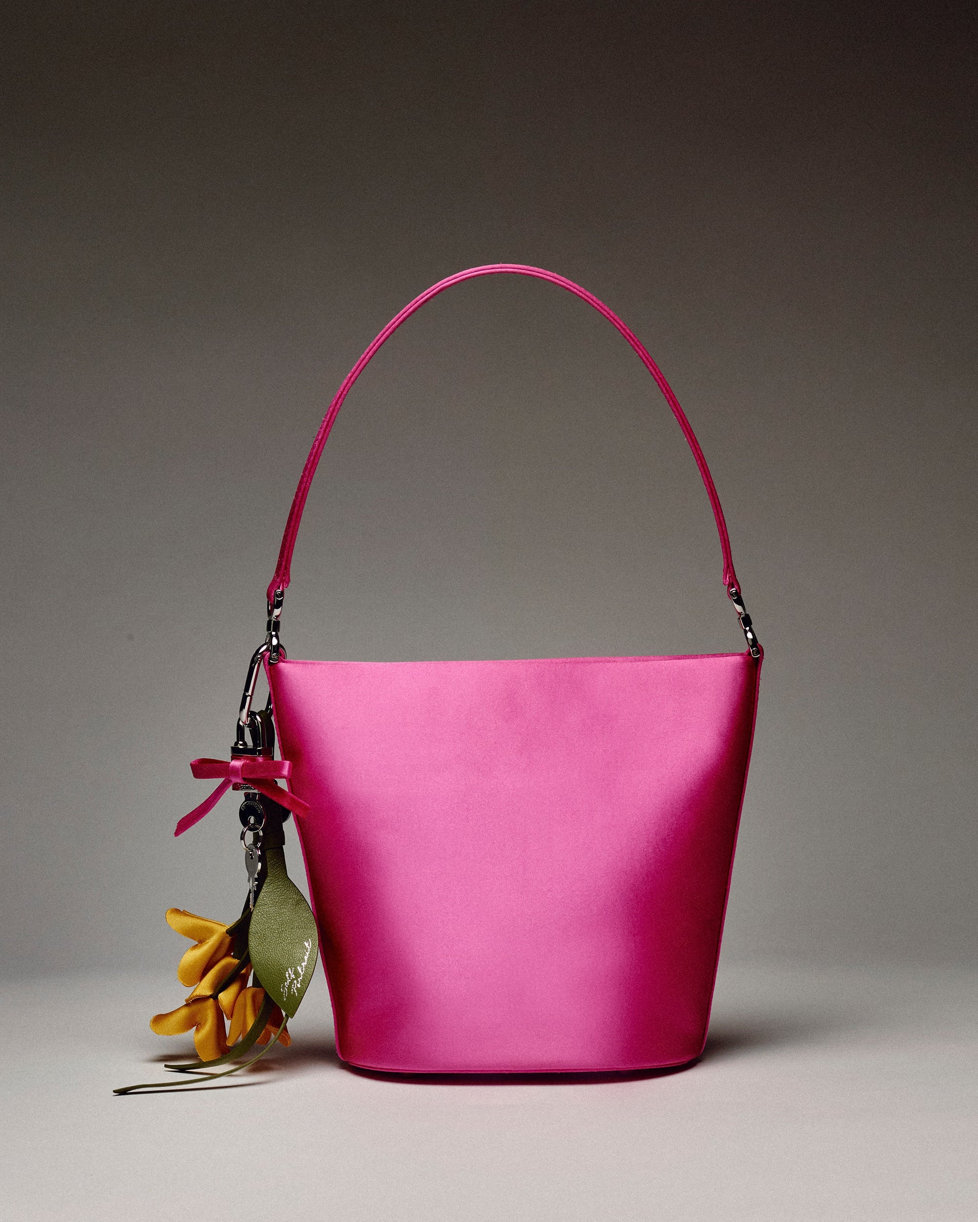 Pink Satin Bucket Bag