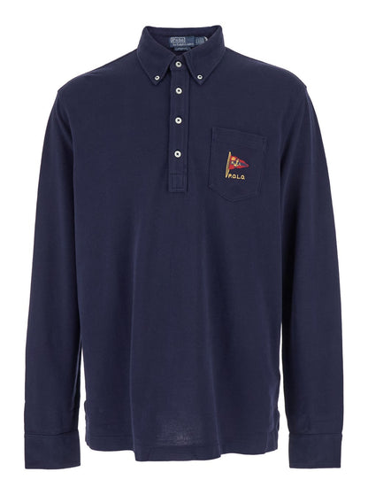 Polo ralph lauren "Classic Fit" Blue Polo with Classic Collar and Embroidered Logo on the Front in Cotton Mesh Man