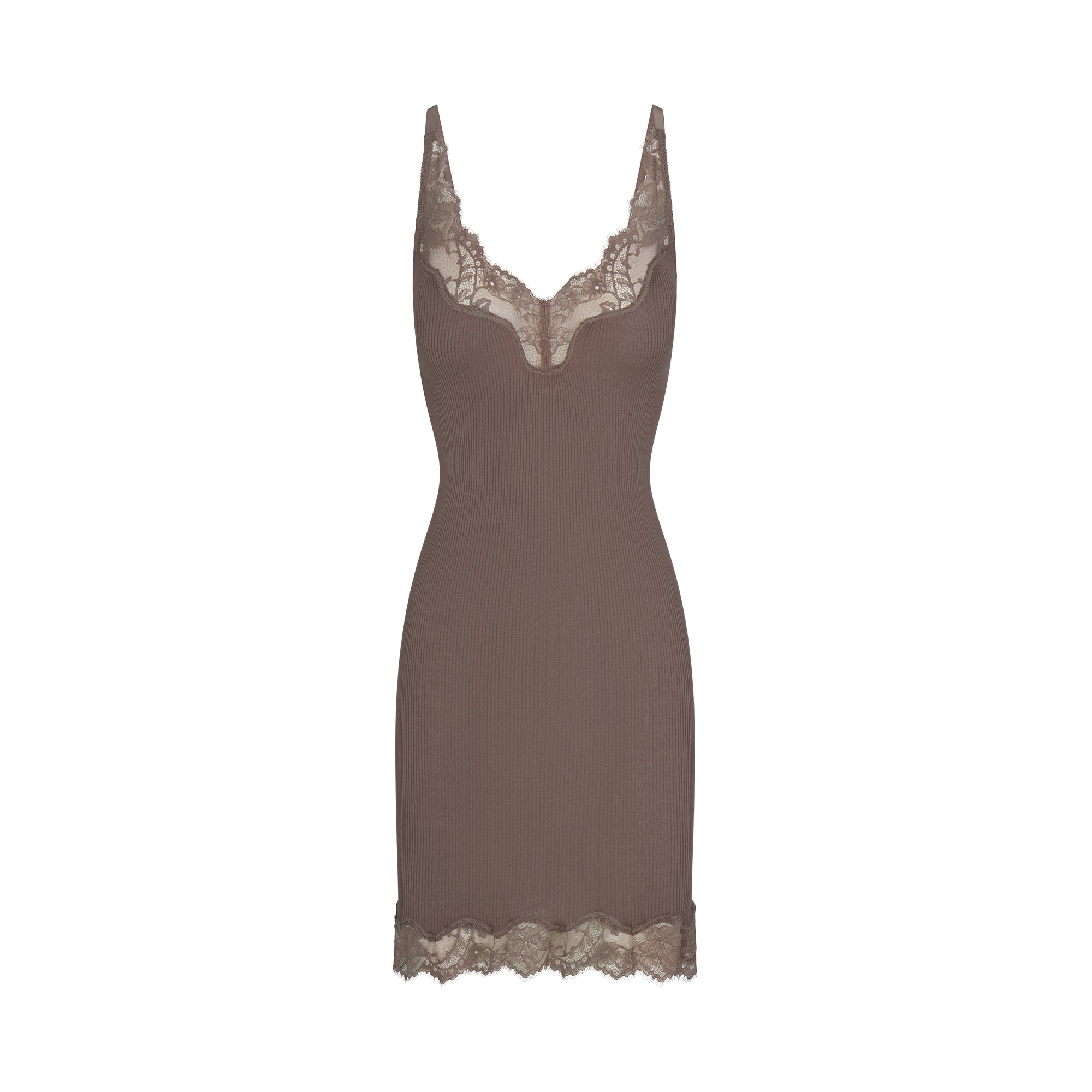 Rib Knit Lace Mini Dress