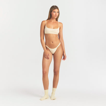 Lightweight Cotton Logo Picot Thong